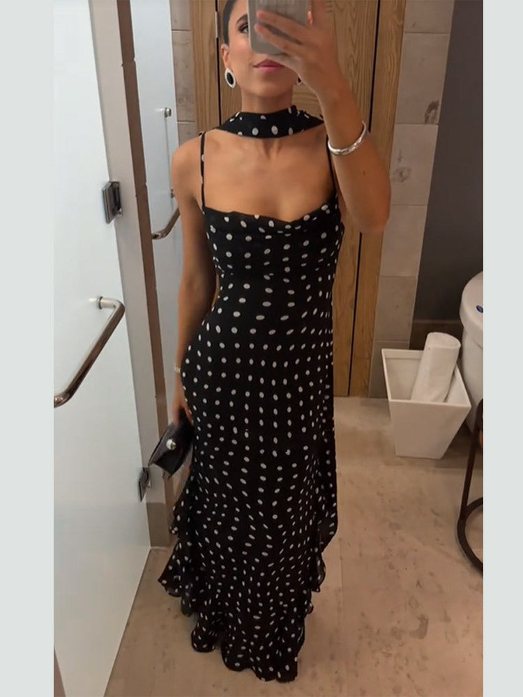 Ambra De Luca | Elegant Polka Dot Maxi Races Dress For Women