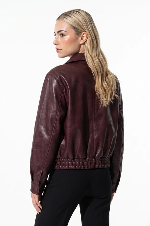 Aglaé Perrot | Women’s Winter Cropped Leather Jacket with Relaxed Fit