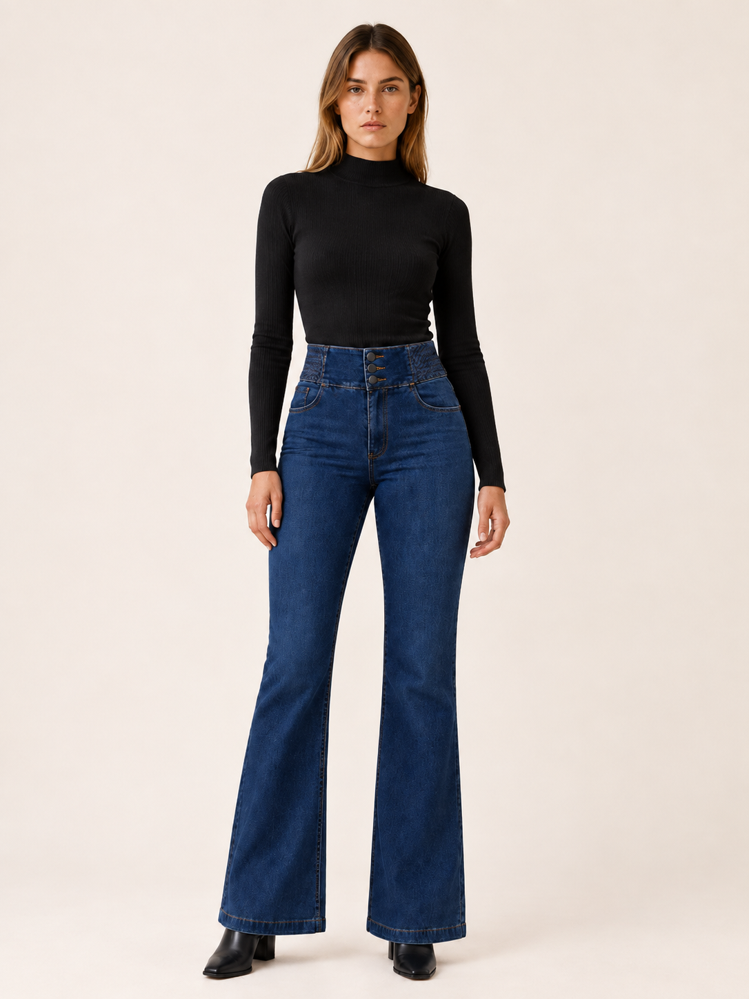 Anaëlle Beaumont | Women's High Waisted Stretch Flare Jeans