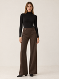 Rosalie Beaumont | Women's Flare Pants with Mid-Rise Double-Button Waistband
