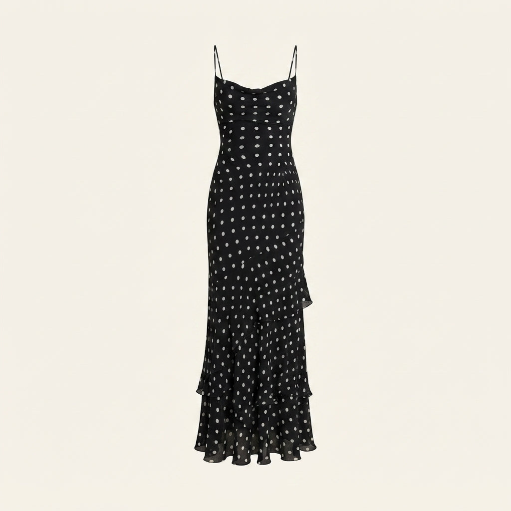 Ambra De Luca | Elegant Polka Dot Maxi Races Dress For Women