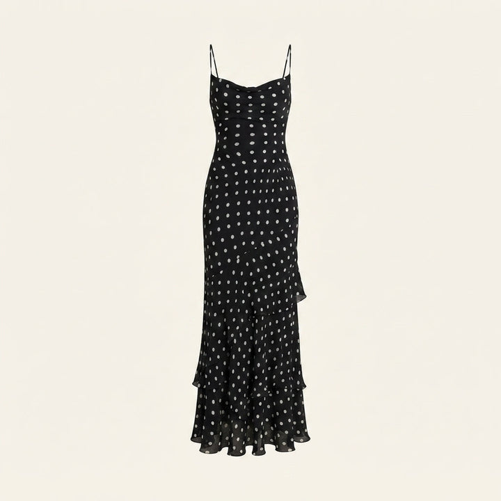 Ambra De Luca | Elegant Polka Dot Maxi Races Dress For Women