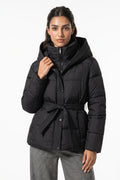 Clémence Moreau | Women's Winter Warm Hooded Puffer Jacket with Belted Waist