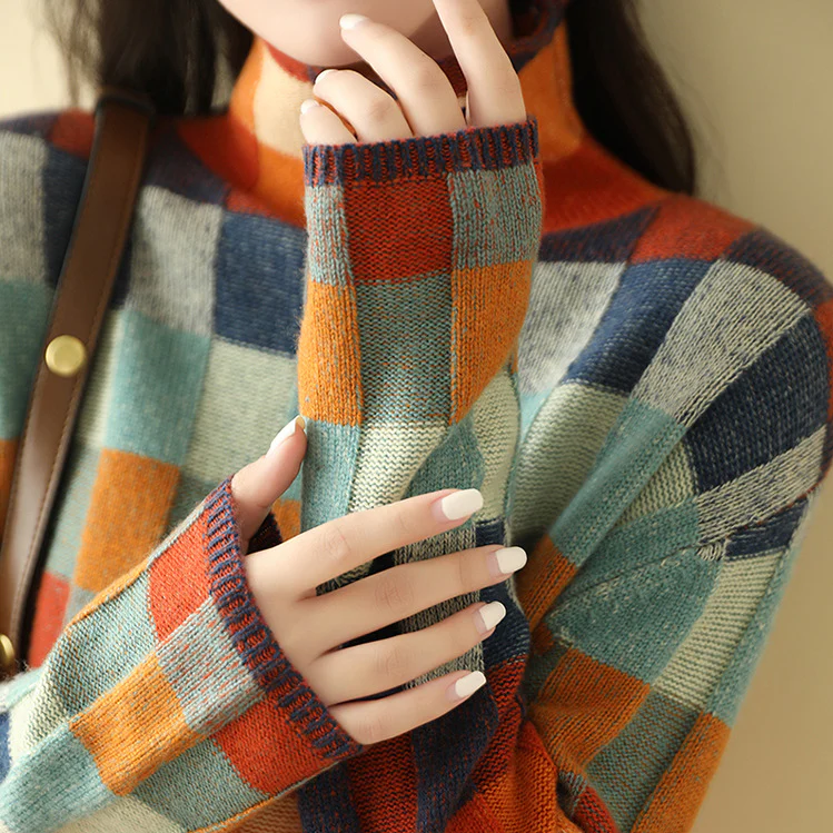 Alba Ravizzi | Women’s Multicolor Plaid Cozy Knit Sweater