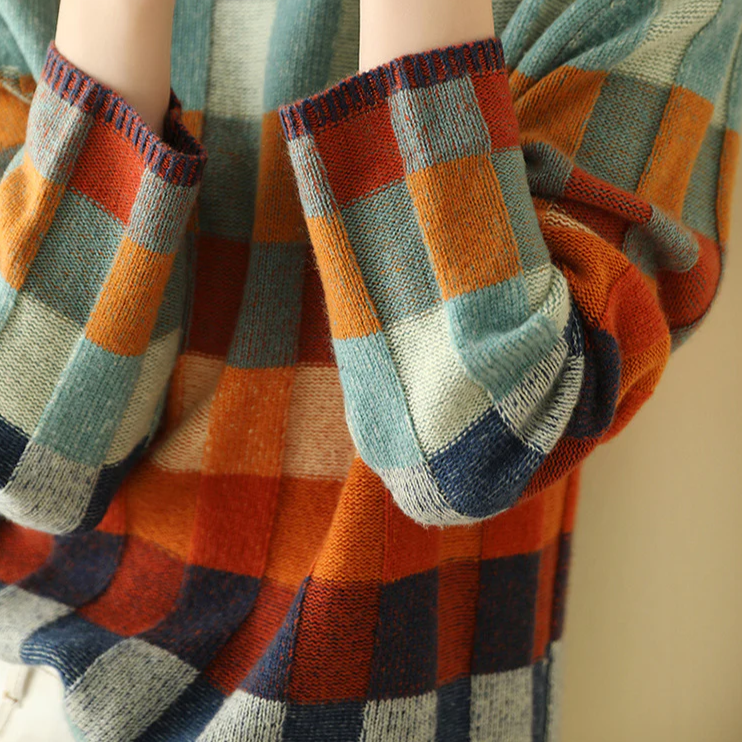 Alba Ravizzi | Women’s Multicolor Plaid Cozy Knit Sweater