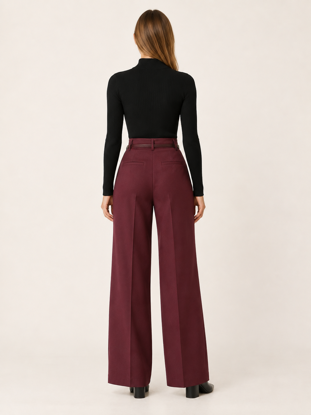 Carina Seravalli | Women's High Waisted Wide Leg Trousers Workwear