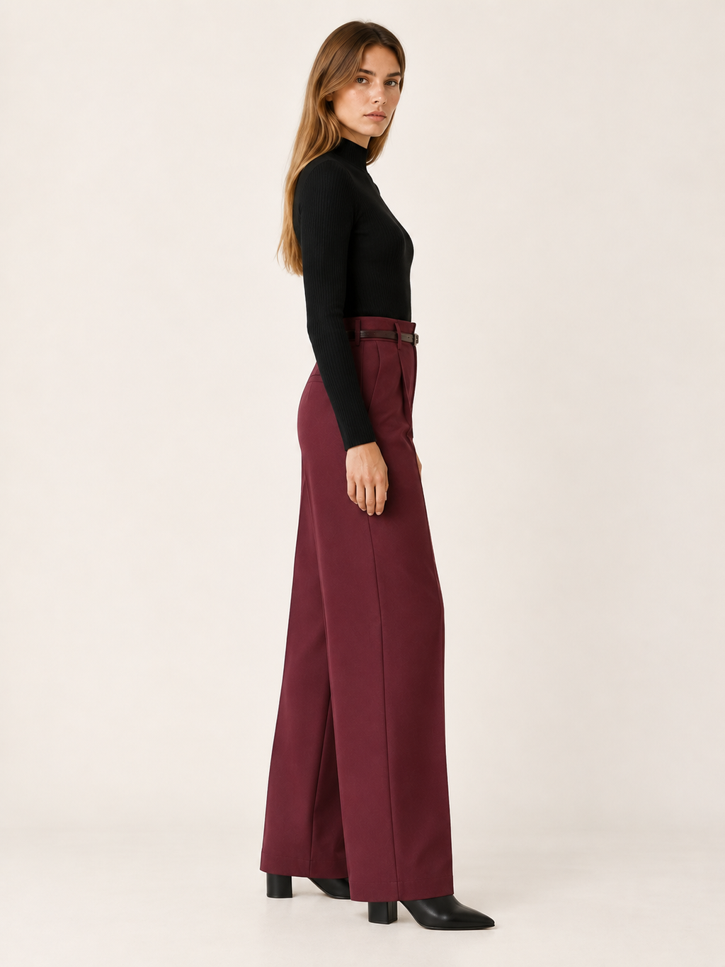 Carina Seravalli | Women's High Waisted Wide Leg Trousers Workwear