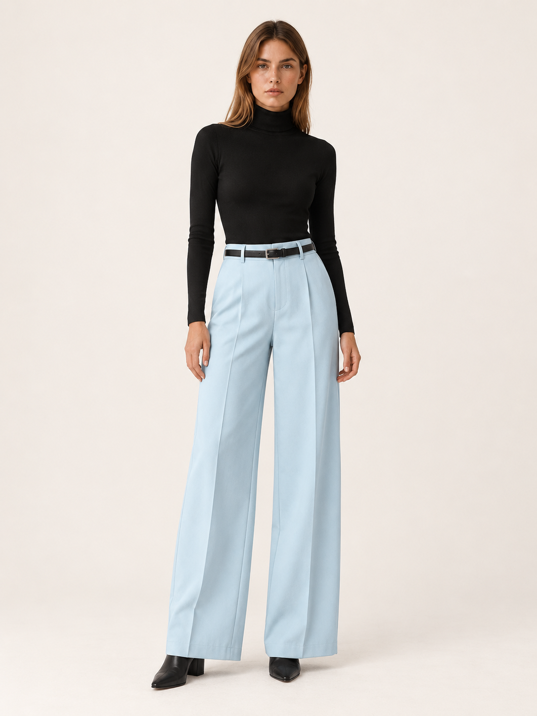 Carina Seravalli | Women's High Waisted Wide Leg Trousers Workwear