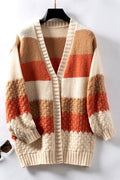 Romane Montarive | Women's Oversized Striped Cardigan Orange and Purple