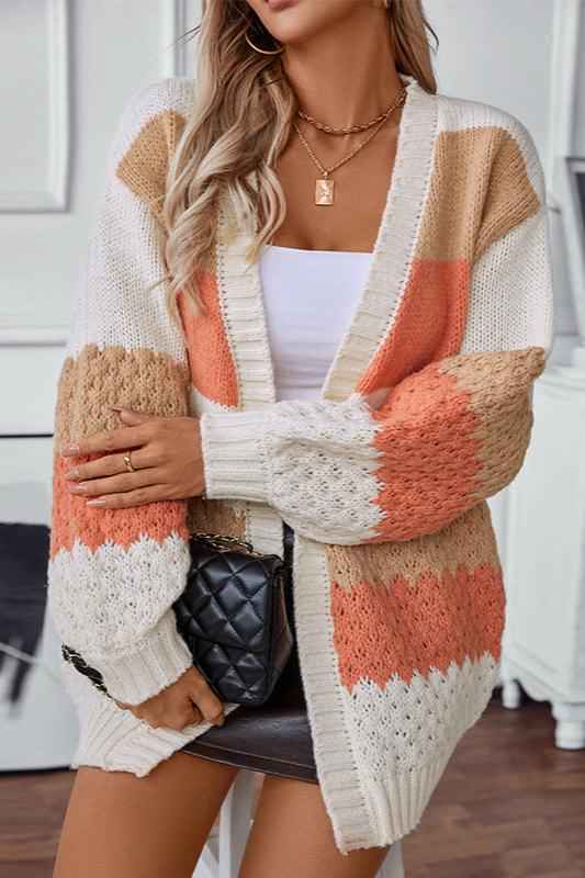 Romane Montarive | Women's Oversized Striped Cardigan Orange and Purple