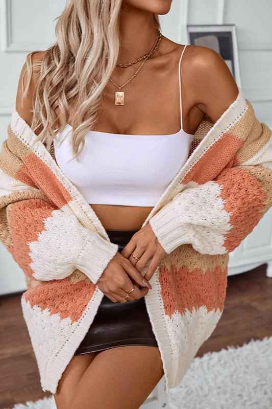Romane Montarive | Women's Oversized Striped Cardigan Orange and Purple
