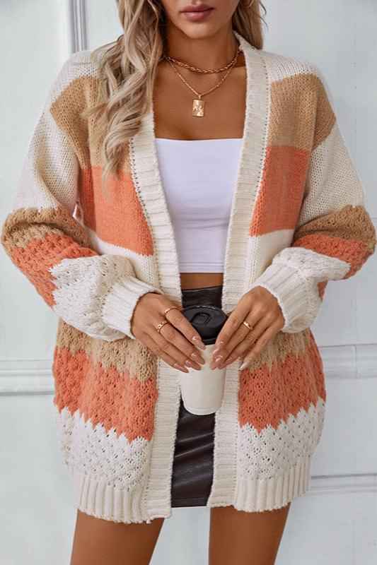 Romane Montarive | Women's Oversized Striped Cardigan Orange and Purple