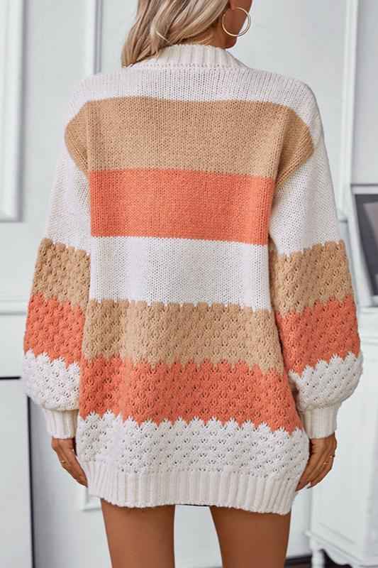 Romane Montarive | Women's Oversized Striped Cardigan Orange and Purple