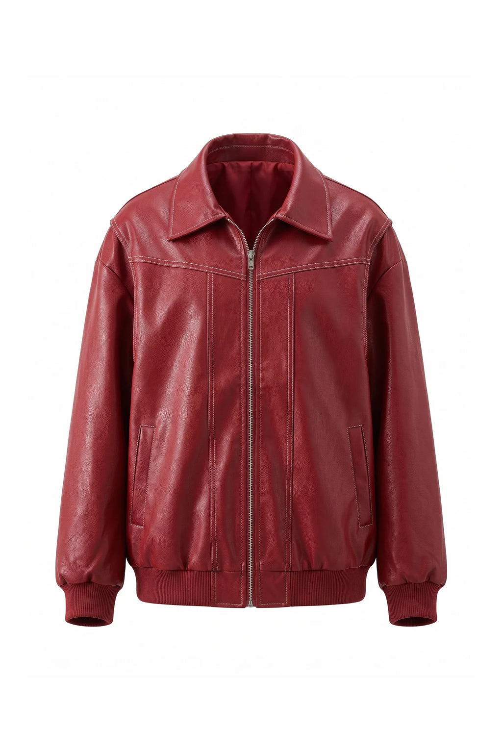 Sarah Masson | Women’s Winter Versatile Oversized Leather Jacket with Zip Up Front