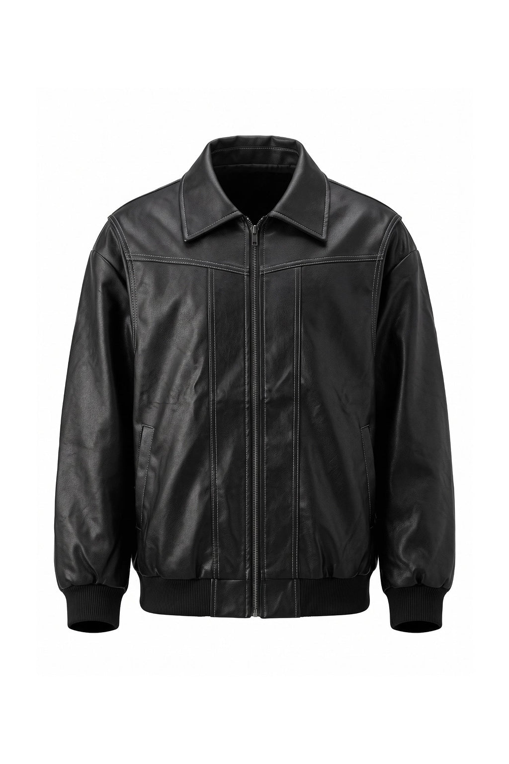 Sarah Masson | Women’s Winter Versatile Oversized Leather Jacket with Zip Up Front