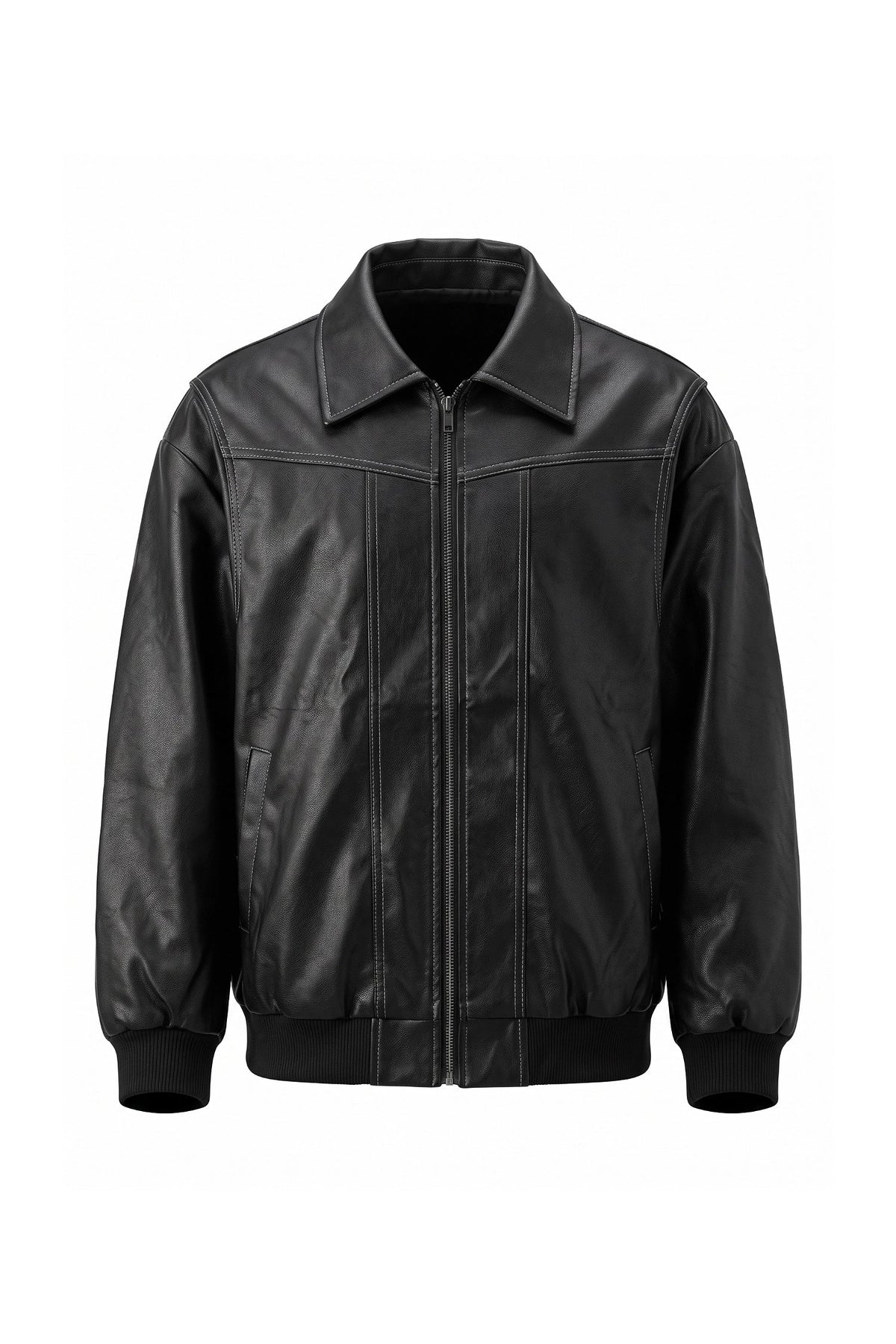 Sarah Masson | Women’s Winter Versatile Oversized Leather Jacket with Zip Up Front