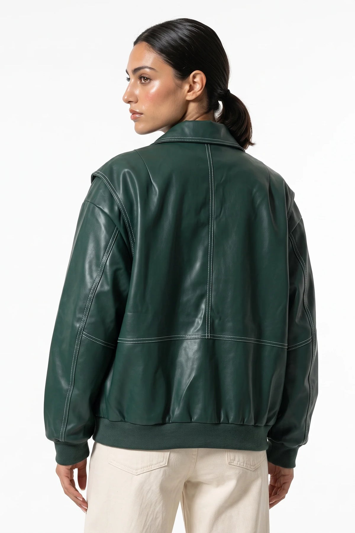 Sarah Masson | Women’s Winter Versatile Oversized Leather Jacket with Zip Up Front