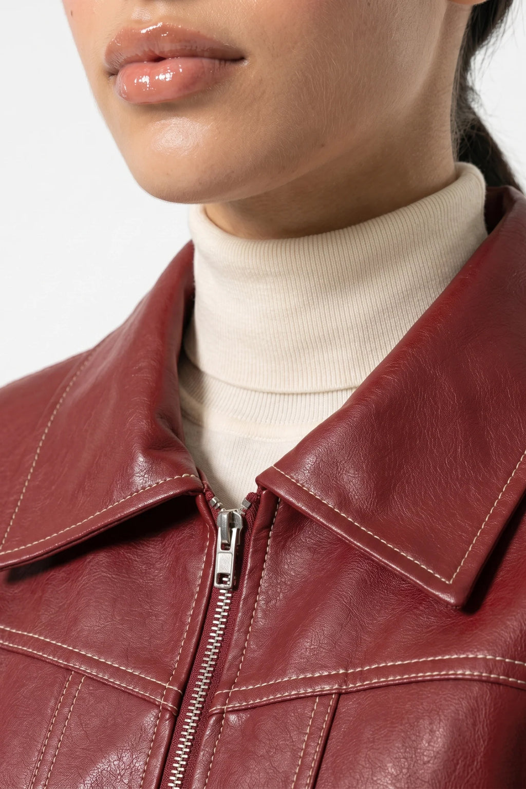 Sarah Masson | Women’s Winter Versatile Oversized Leather Jacket with Zip Up Front