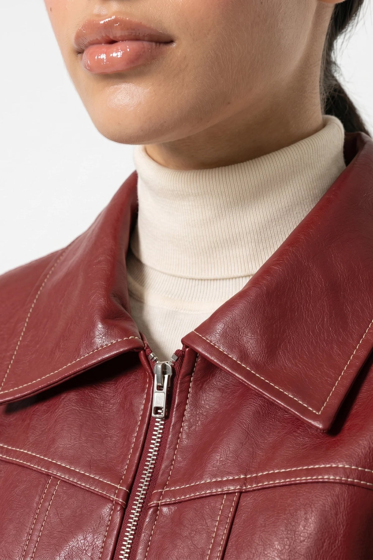 Sarah Masson | Women’s Winter Versatile Oversized Leather Jacket with Zip Up Front