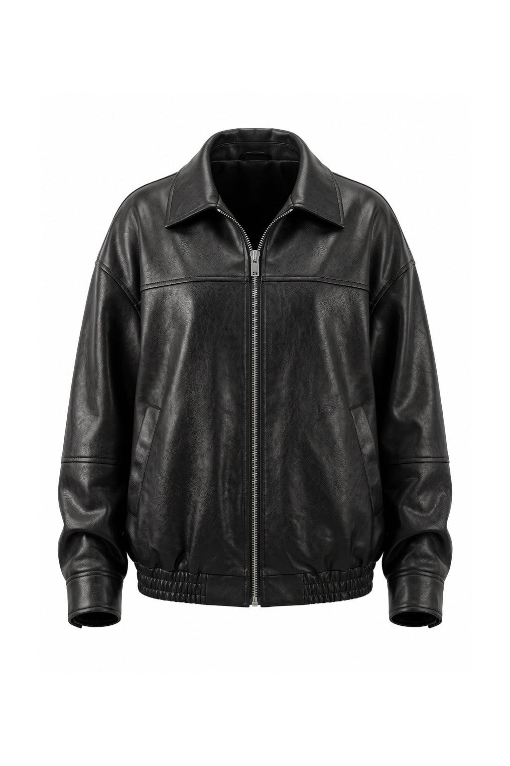 Lison Delmas | Women’s Winter Versatile Black Oversized Leather Jacket