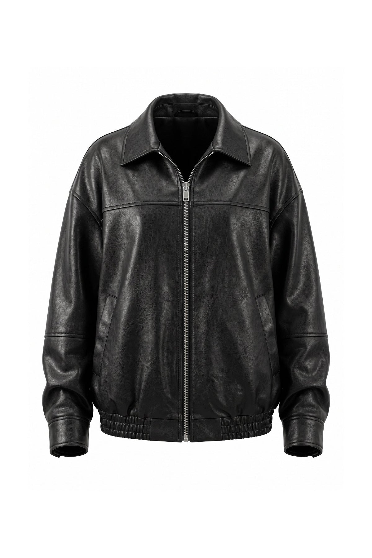 Lison Delmas | Women’s Winter Versatile Black Oversized Leather Jacket