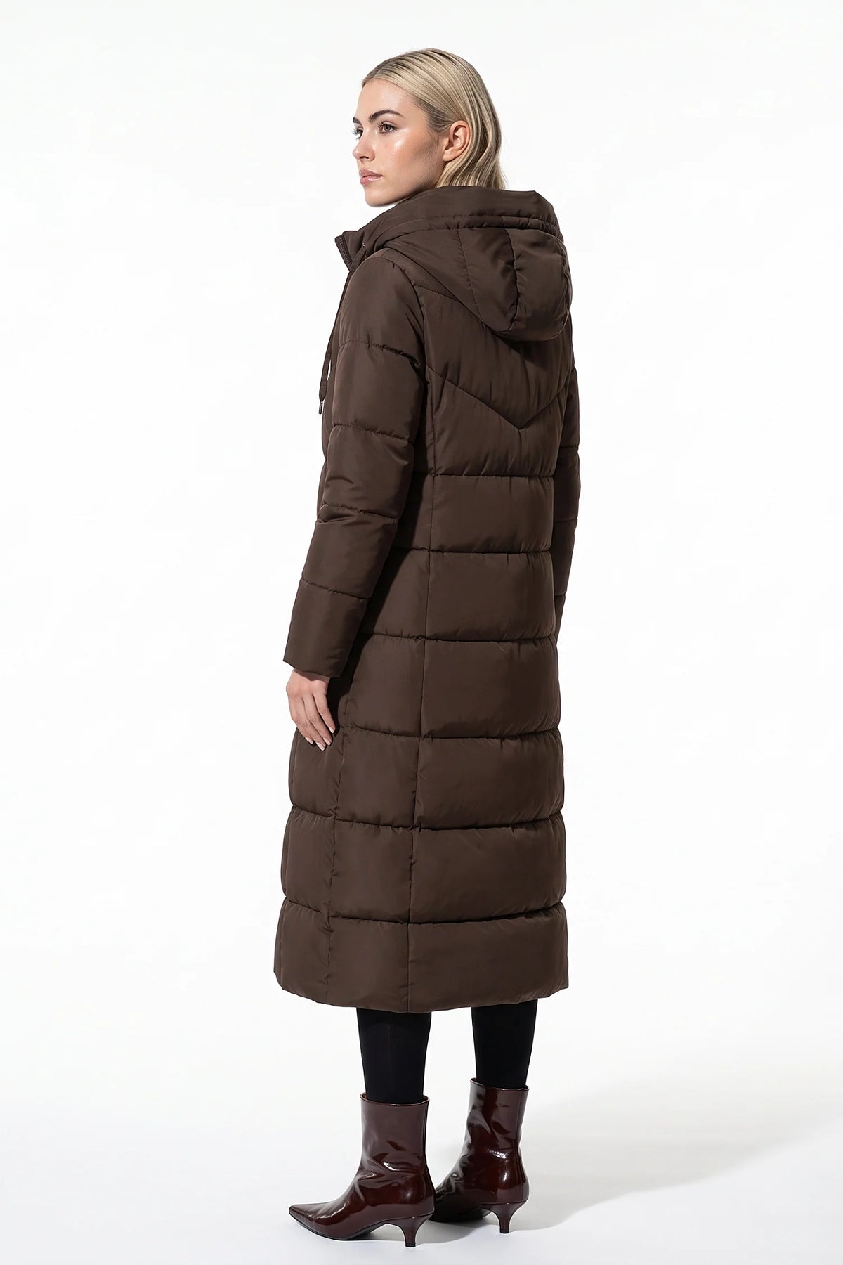 Salomé Massé | Women’s Winter Warm Longline Hooded Puffer Coat with High Collar