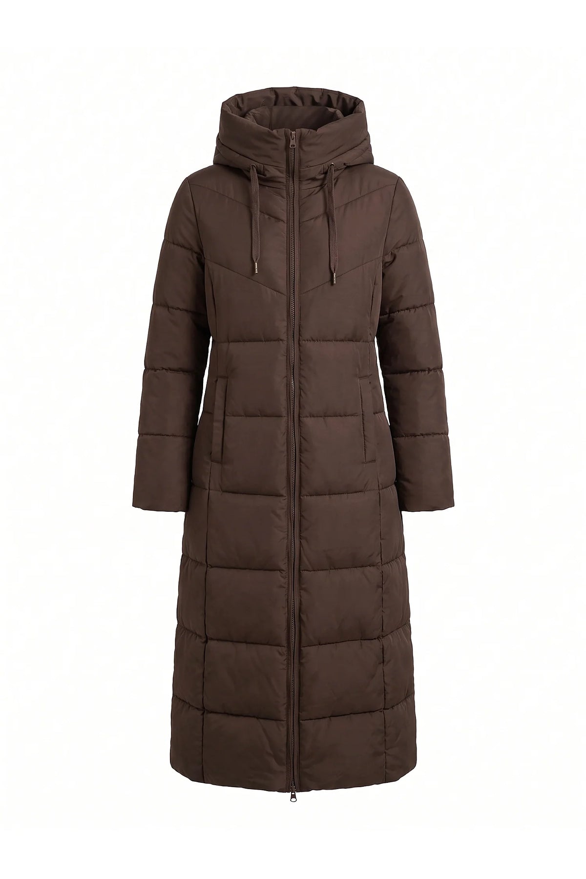 Salomé Massé | Women’s Winter Warm Longline Hooded Puffer Coat with High Collar