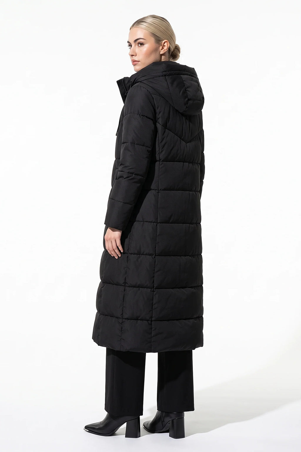Salomé Massé | Women’s Winter Warm Longline Hooded Puffer Coat with High Collar
