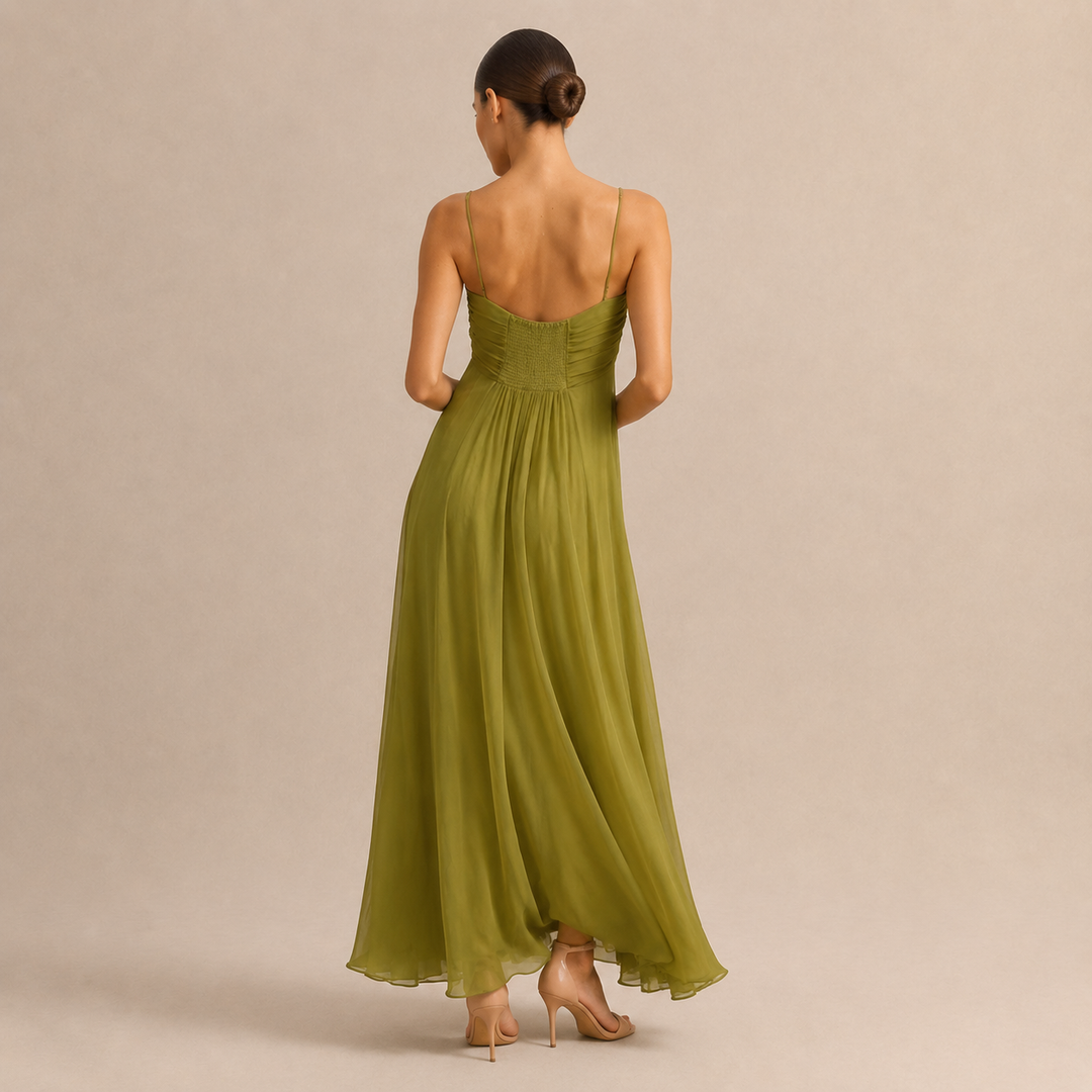 Odette Maret | Sweetheart Chiffon Spaghetti Strap Maxi Dress