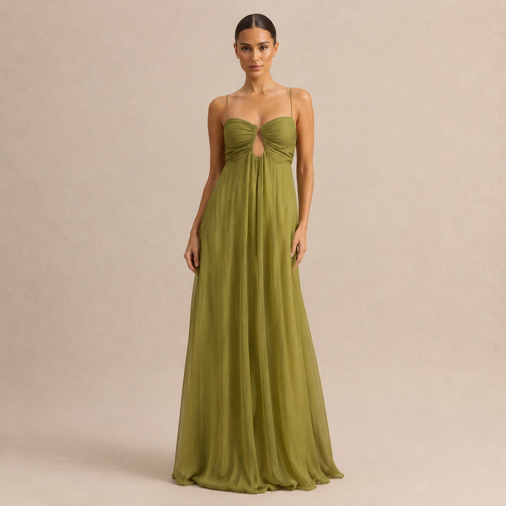 Odette Maret | Sweetheart Chiffon Spaghetti Strap Maxi Dress