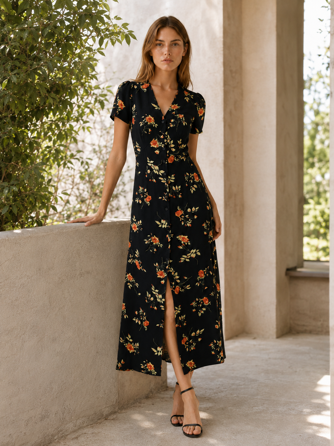Valeria Chiaramonte | Floral Maxi Dress with Button Front