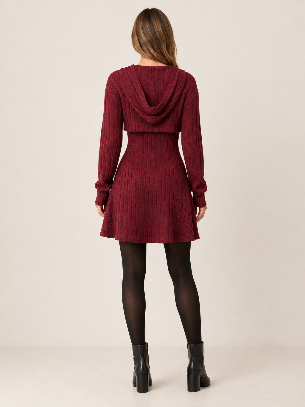 Olympe Vallerand | Women's Two Piece Ribbed Knit Mini Dress Set Party