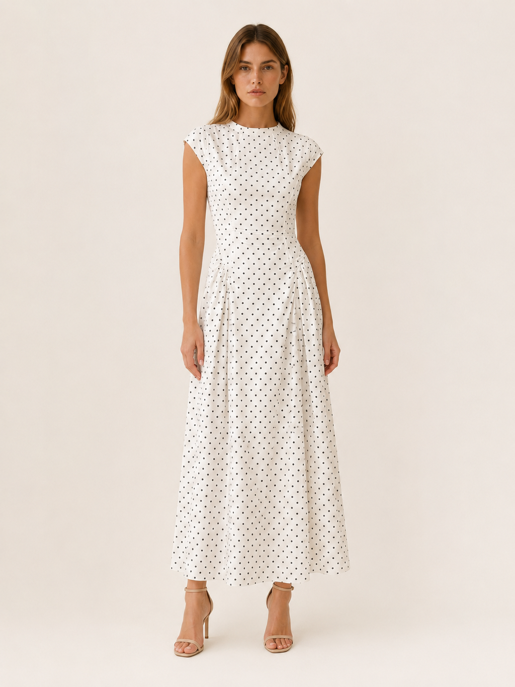 Teodora Moncada | Polka Dot Maxi Dress with Cap Sleeves