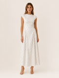 Teodora Moncada | Polka Dot Maxi Dress with Cap Sleeves