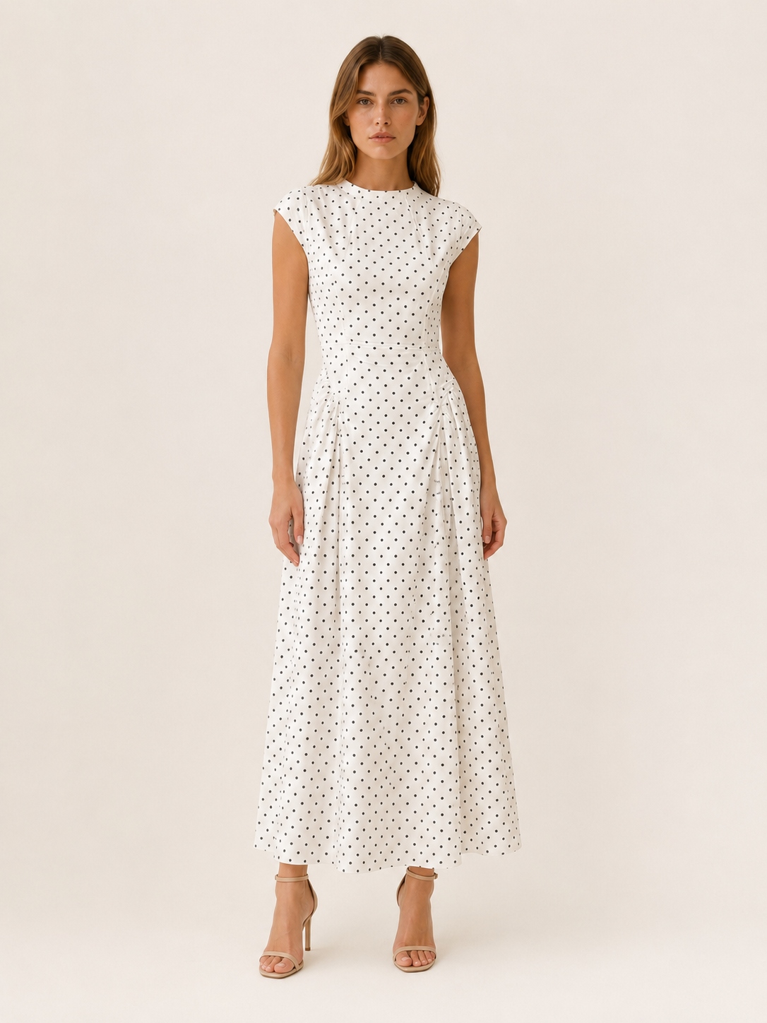 Teodora Moncada | Polka Dot Maxi Dress with Cap Sleeves
