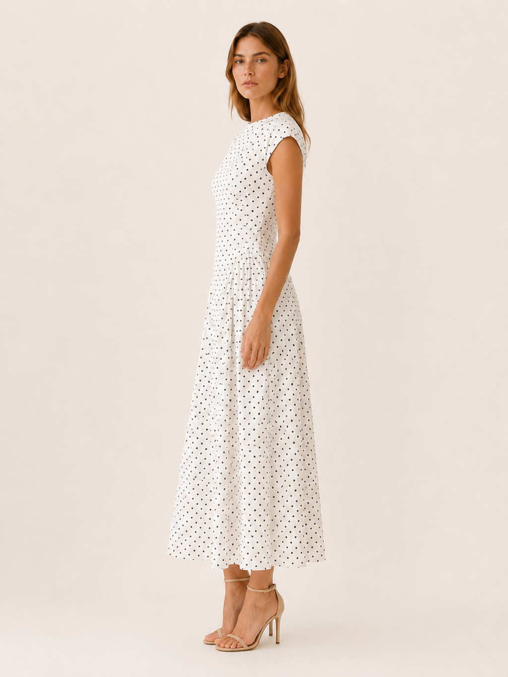 Teodora Moncada | Polka Dot Maxi Dress with Cap Sleeves
