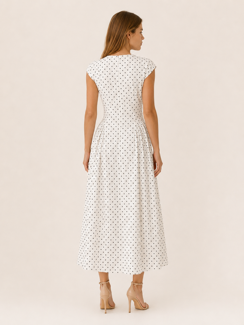 Teodora Moncada | Polka Dot Maxi Dress with Cap Sleeves