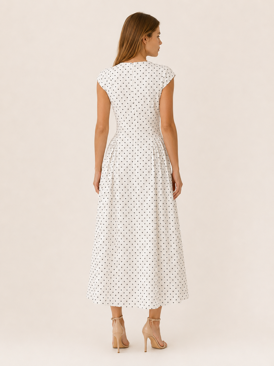 Teodora Moncada | Polka Dot Maxi Dress with Cap Sleeves