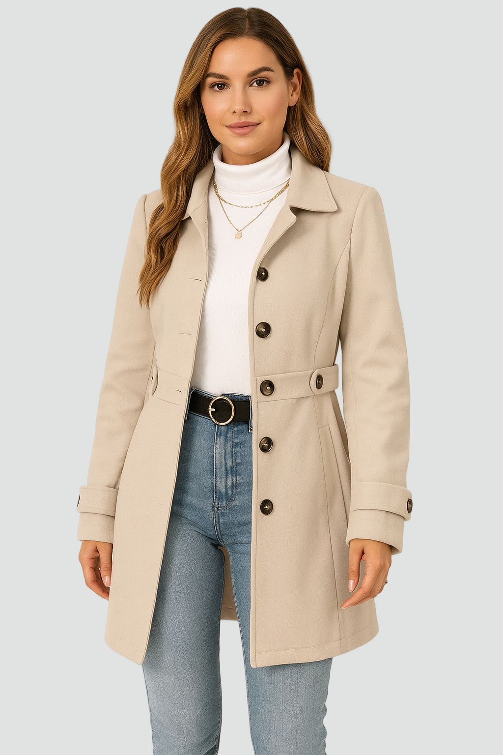 Sien | Women's Button-Front Belted Trench Coat
