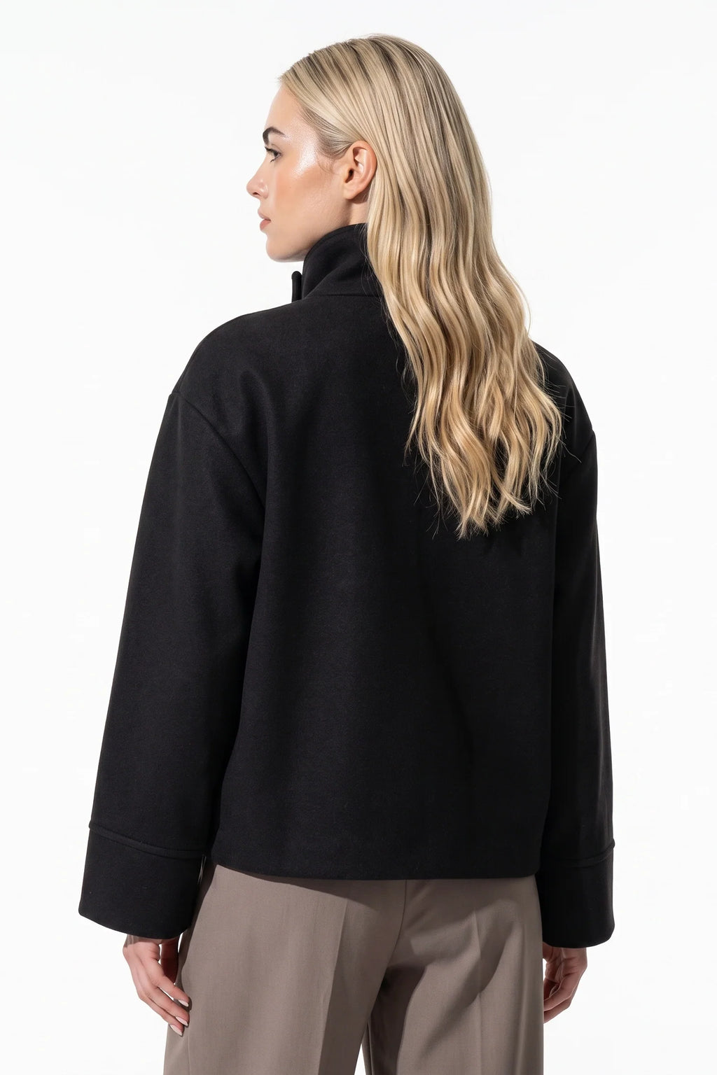 Noémie Klein | Women’s Winter Warm Short Wool Coat with Button Up High Collar