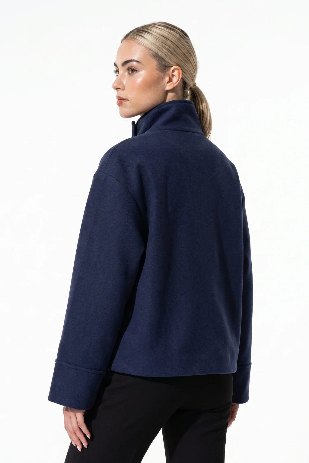 Noémie Klein | Women’s Winter Warm Short Wool Coat with Button Up High Collar