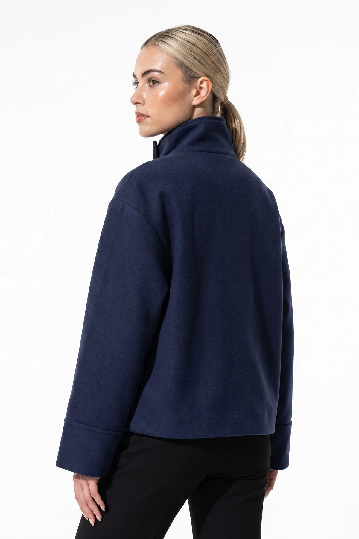 Noémie Klein | Women’s Winter Warm Short Wool Coat with Button Up High Collar