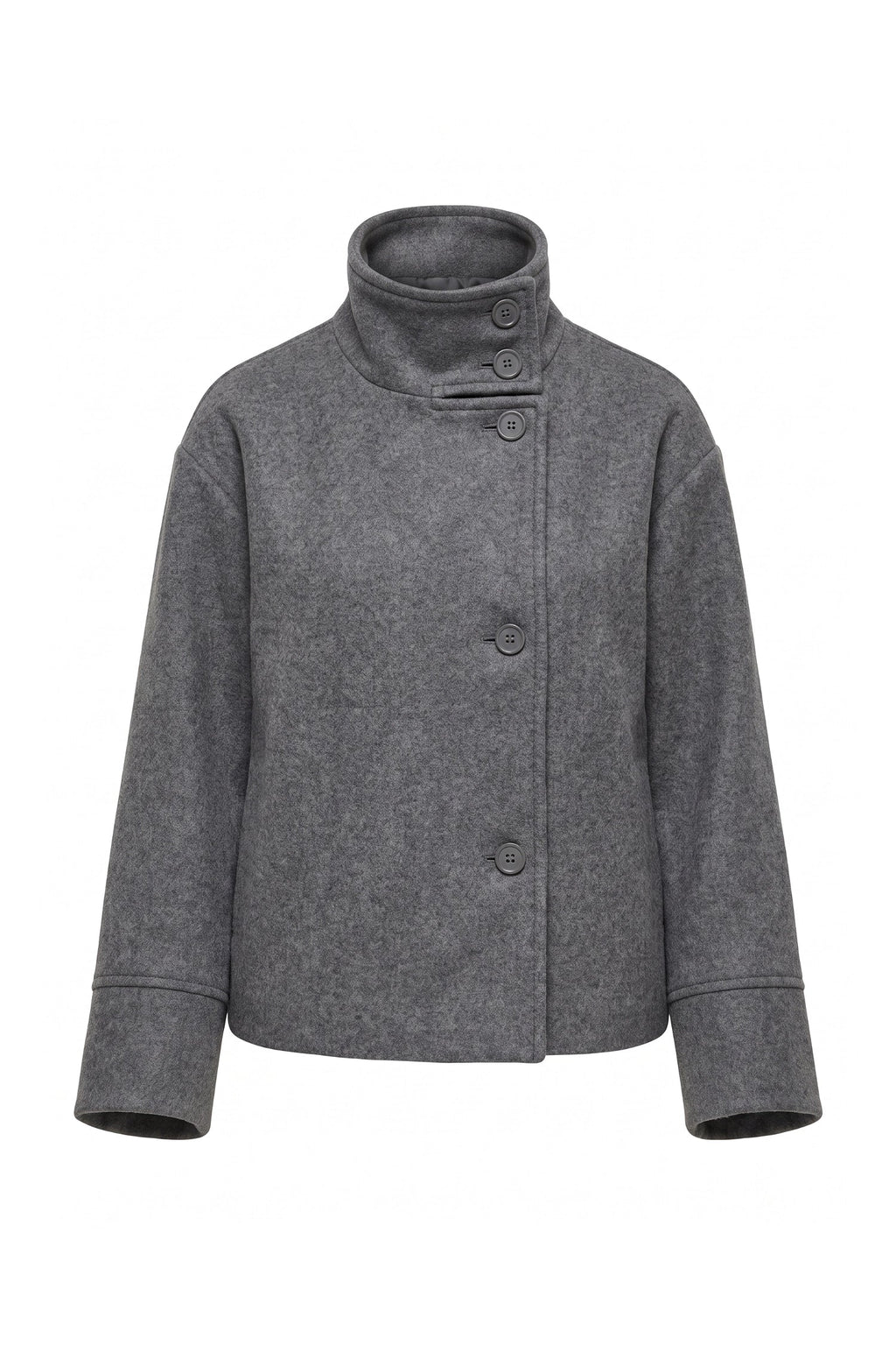 Noémie Klein | Women’s Winter Warm Short Wool Coat with Button Up High Collar