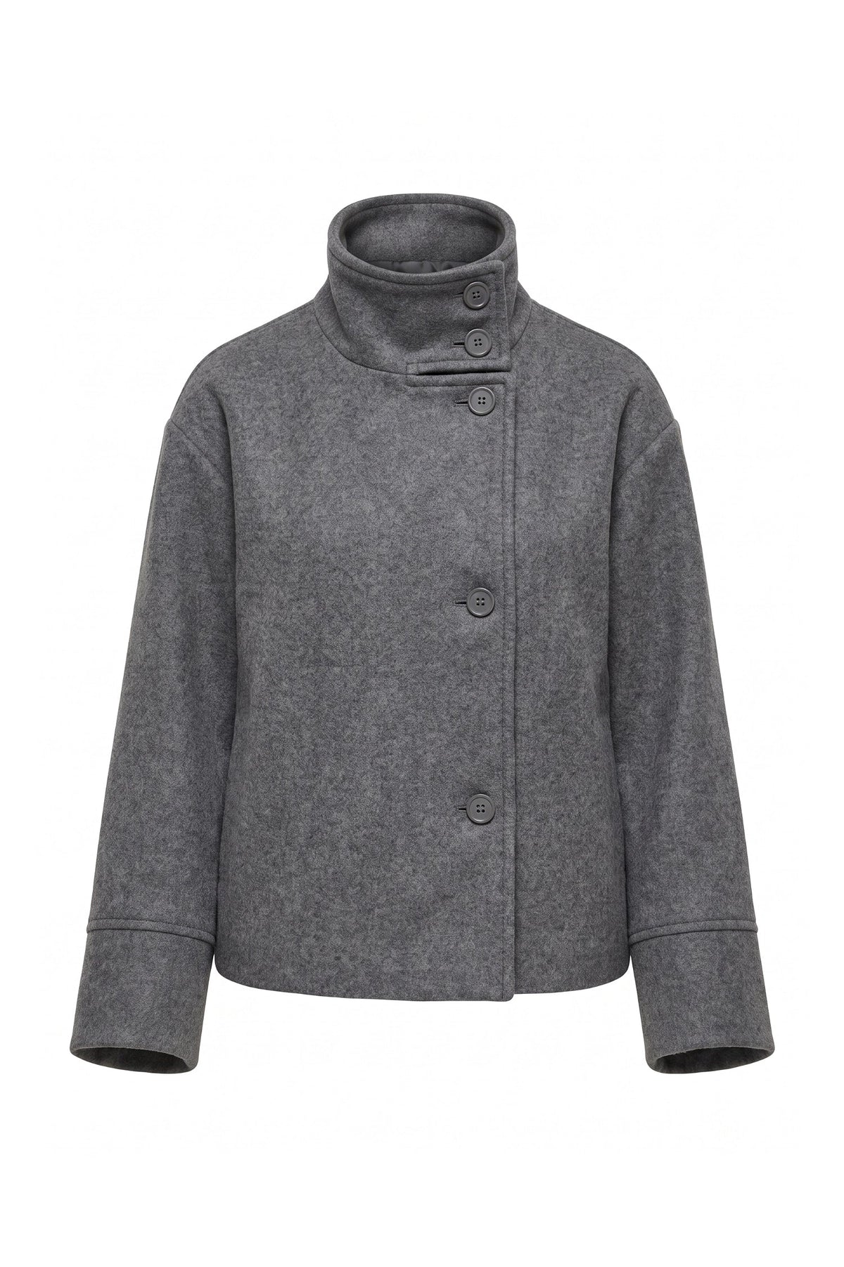 Noémie Klein | Women’s Winter Warm Short Wool Coat with Button Up High Collar