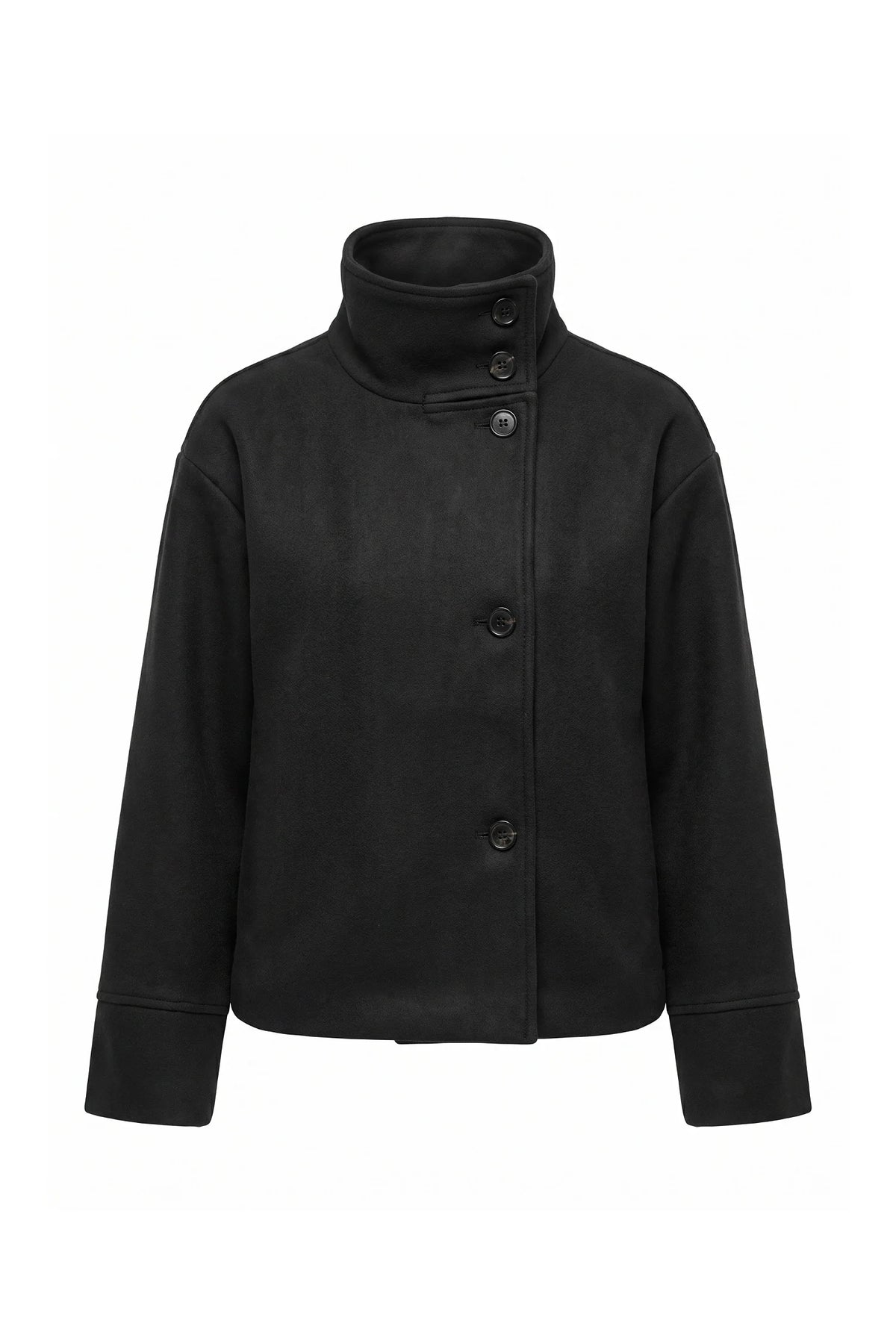 Noémie Klein | Women’s Winter Warm Short Wool Coat with Button Up High Collar