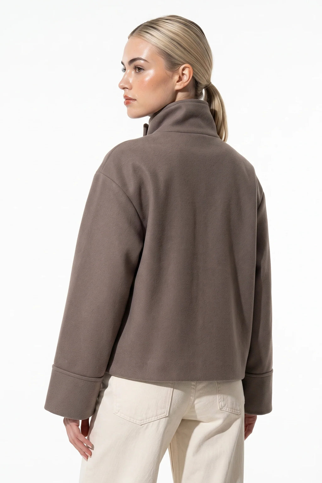 Noémie Klein | Women’s Winter Warm Short Wool Coat with Button Up High Collar
