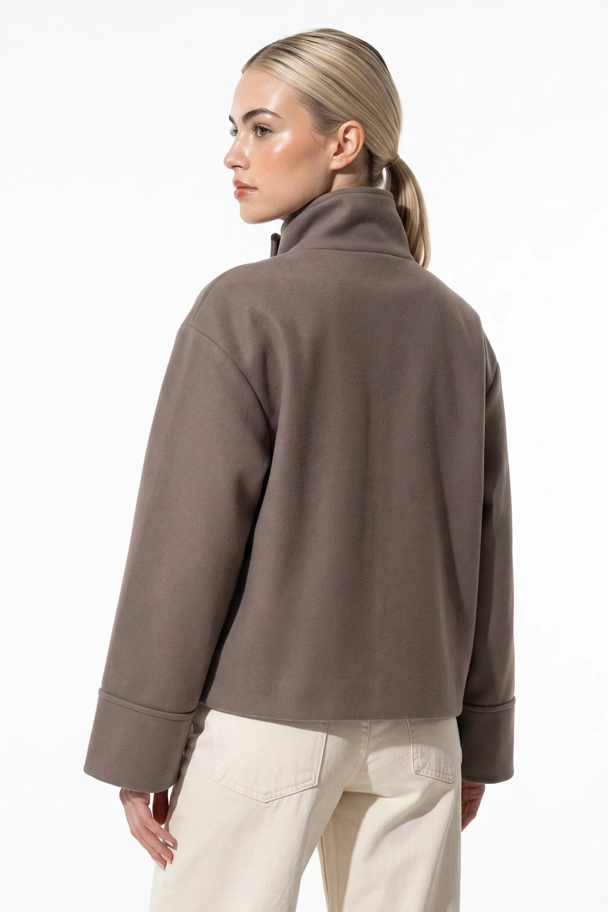 Noémie Klein | Women’s Winter Warm Short Wool Coat with Button Up High Collar