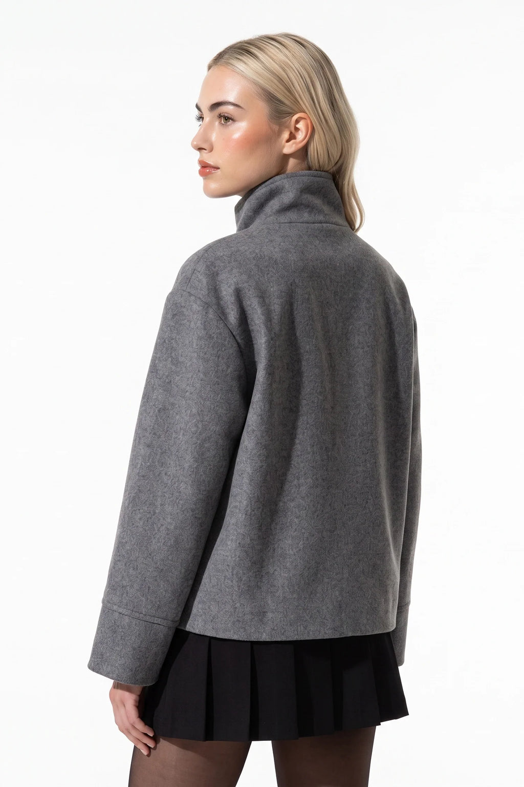 Noémie Klein | Women’s Winter Warm Short Wool Coat with Button Up High Collar