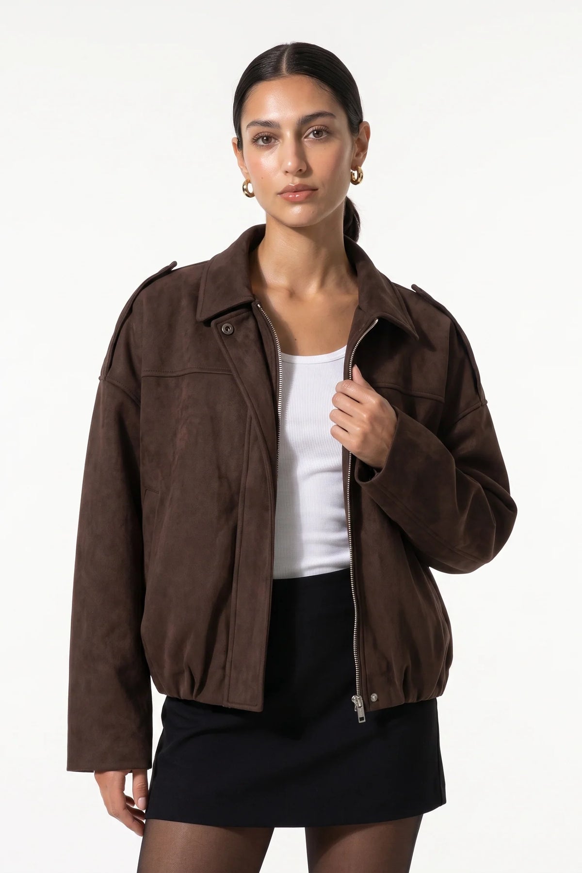 Sidonie Maillard | Women's Brown Oversized Suede Bomber Jacket