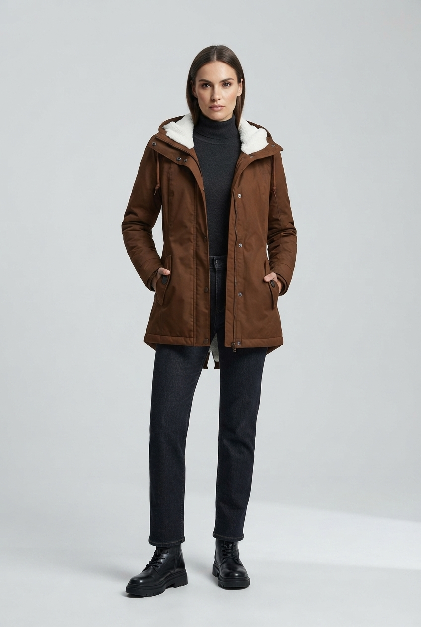 Axelle Beaumont | Women's Long Padded Winter Coat with Hood